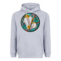 Heather Grey baseball with sunflower round earrings Heavyweight Hoodie - BundleAndBundleShop