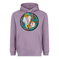 Lavender baseball with sunflower round earrings Heavyweight Hoodie - BundleAndBundleShop
