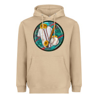 Mushroom baseball with sunflower round earrings Heavyweight Hoodie - BundleAndBundleShop