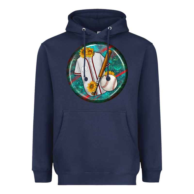 Baseball With Sunflower Round Earrings Heavyweight Hoodie by BundleAndBundleShop | Teevron