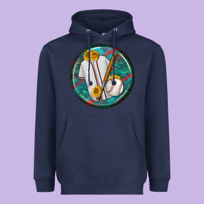 Baseball With Sunflower Round Earrings Heavyweight Hoodie Designed By Bundleandbundleshop