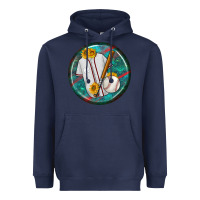 Navy baseball with sunflower round earrings Heavyweight Hoodie - BundleAndBundleShop