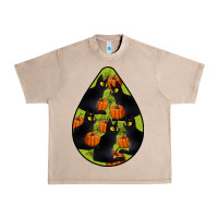 French Oak Black Cat Halloween Teardrop Urban Heavy Tee - LillyAllenDesigns