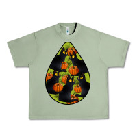Oil Green Black Cat Halloween Teardrop Urban Heavy Tee - LillyAllenDesigns