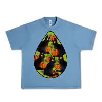 Pebble Blue Black Cat Halloween Teardrop Urban Heavy Tee - LillyAllenDesigns