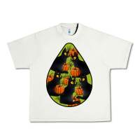 Pistachio Black Cat Halloween Teardrop Urban Heavy Tee - LillyAllenDesigns
