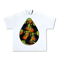 White Black Cat Halloween Teardrop Urban Heavy Tee - LillyAllenDesigns