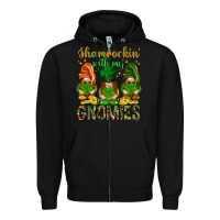 Black Shamrockin' with my gnomies St. Patricks day Zipper Hoodie - HowdyJamesFarm