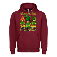 Burgundy Shamrockin' with my gnomies St. Patricks day Zipper Hoodie - HowdyJamesFarm