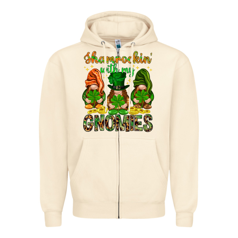 Shamrockin' With My Gnomies St. Patricks Day Zipper Hoodie by HowdyJamesFarm | Teevron