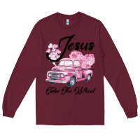 Burgundy Leopard Floral Pink Car Jesus Take The Wheel Long Sleeve Tee - Bettercallsaul