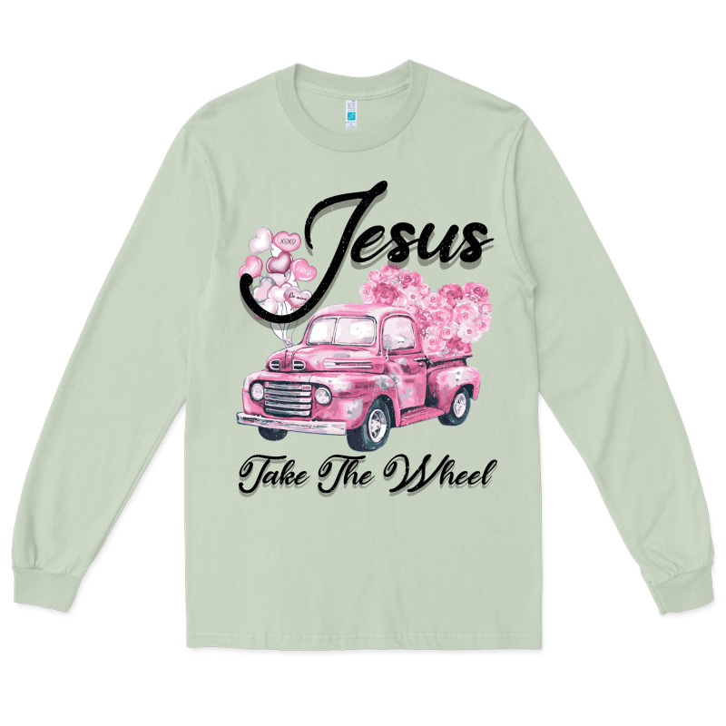 Leopard Floral Pink Car Jesus Take The Wheel Long Sleeve Tee by Bettercallsaul | Teevron