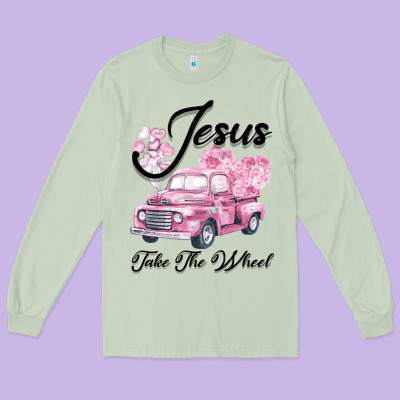 Leopard Floral Pink Car Jesus Take The Wheel Long Sleeve Tee Designed By Bettercallsaul