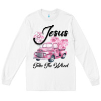 White Leopard Floral Pink Car Jesus Take The Wheel Long Sleeve Tee - Bettercallsaul