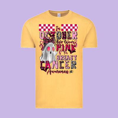 Pink Ghost Breast Cancer Awareness Vintage Tee Designed By Lillyallendesigns