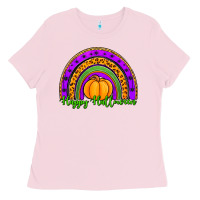 Bubblegum Pink happy halloween rainbow Ladies Tee - Jasminsmagicworld