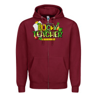 Burgundy lucky teacher St. Patrick's Day Zipper Hoodie - HowdyJamesFarm
