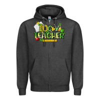 Charcoal Heather lucky teacher St. Patrick's Day Zipper Hoodie - HowdyJamesFarm