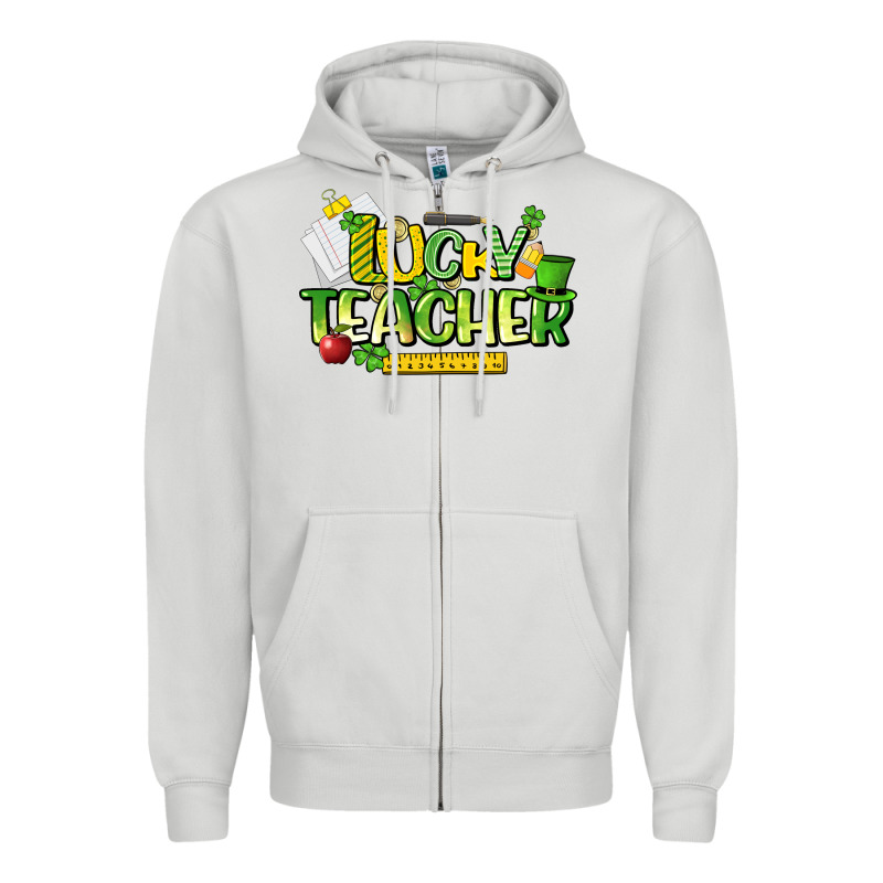 Lucky Teacher St. Patrick's Day Zipper Hoodie by HowdyJamesFarm | Teevron