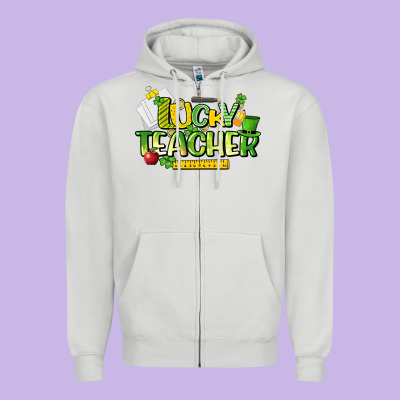 Lucky Teacher St. Patrick's Day Zipper Hoodie Designed By Howdyjamesfarm