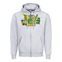 Heather Grey lucky teacher St. Patrick's Day Zipper Hoodie - HowdyJamesFarm