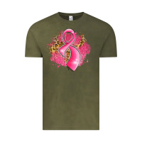 Vintage Olive breast cancer awareness ribbon with glitter pink l Vintage Tee - LillyAllenDesigns