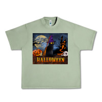 Oil Green Black Cat Halloween Urban Heavy Tee - LillyAllenDesigns