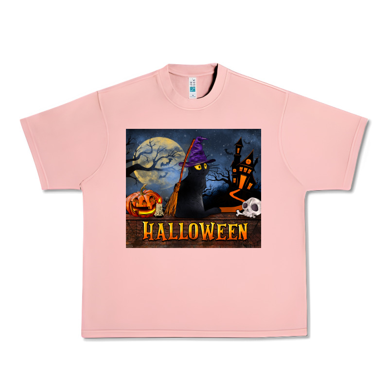Black Cat Halloween Urban Heavy Tee by LillyAllenDesigns | Teevron