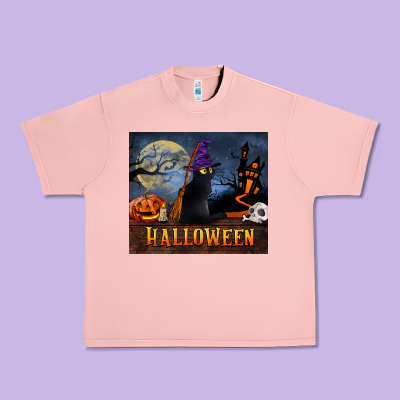Black Cat Halloween Urban Heavy Tee Designed By Lillyallendesigns
