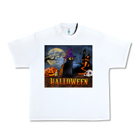 White Black Cat Halloween Urban Heavy Tee - LillyAllenDesigns