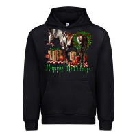 Black happy holidays mustang horse Urban Hoodie - LillyAllenDesigns