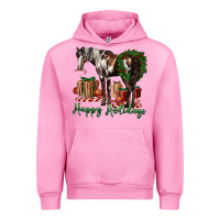 Fuchsia Pink happy holidays mustang horse Urban Hoodie - LillyAllenDesigns