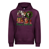 Mauve Wine happy holidays mustang horse Urban Hoodie - LillyAllenDesigns