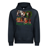Navy happy holidays mustang horse Urban Hoodie - LillyAllenDesigns