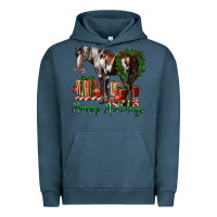 Pigment Midnight Navy happy holidays mustang horse Urban Hoodie - LillyAllenDesigns