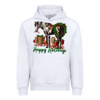 White happy holidays mustang horse Urban Hoodie - LillyAllenDesigns