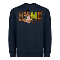 Navy Home girl Fall afro girl Heavyweight Sweatshirt - NancyCooperArtShop