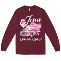 Burgundy Leopard Floral Pink Car Jesus Take The Wheel Long Sleeve Tee - Bettercallsaul