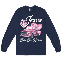 Navy Leopard Floral Pink Car Jesus Take The Wheel Long Sleeve Tee - Bettercallsaul