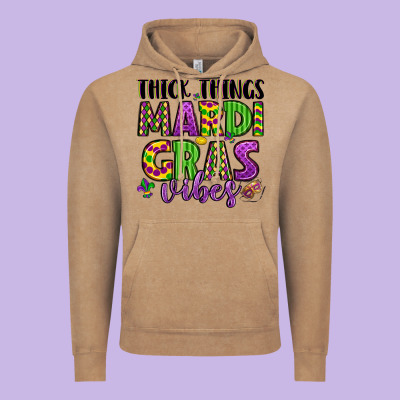 Thick Things Mardi Gras Vibes Vintage Hoodie Designed By Lillyallendesigns