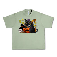 Oil Green halloween black cats Urban Heavy Tee - LillyAllenDesigns