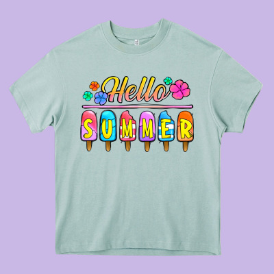 Hello Summer Popsicles Heavy Core Tee Designed By Jasminsmagicworld