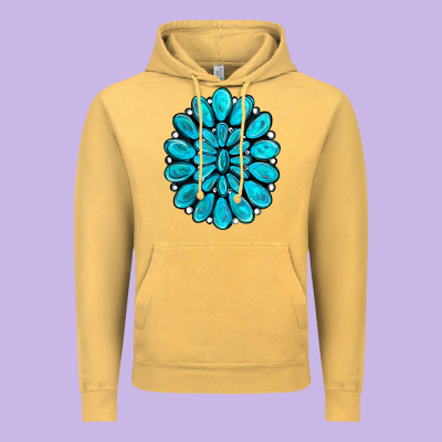 Turquoise Gemstone Jewelny Vintage Hoodie Designed By Ranaportraitstore