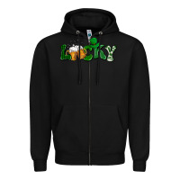 Black Lucky with beer St. Patricks day Zipper Hoodie - HowdyJamesFarm