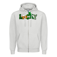 Dove Grey Lucky with beer St. Patricks day Zipper Hoodie - HowdyJamesFarm