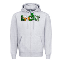 Heather Grey Lucky with beer St. Patricks day Zipper Hoodie - HowdyJamesFarm