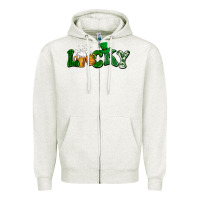 Oatmeal Heather Lucky with beer St. Patricks day Zipper Hoodie - HowdyJamesFarm