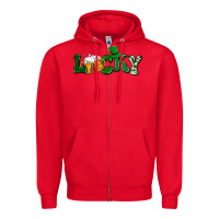 Red Lucky with beer St. Patricks day Zipper Hoodie - HowdyJamesFarm