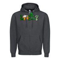 Smoke Lucky with beer St. Patricks day Zipper Hoodie - HowdyJamesFarm