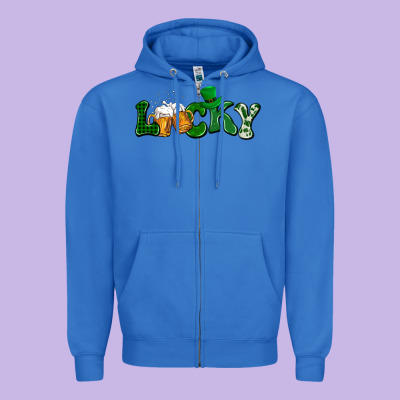 Lucky With Beer St. Patricks Day Zipper Hoodie Designed By Howdyjamesfarm
